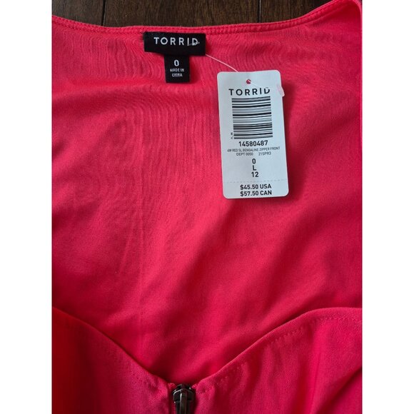 Torrid Red Bengaline Peplum Top With Zipper Front size L - Picture 2 of 6